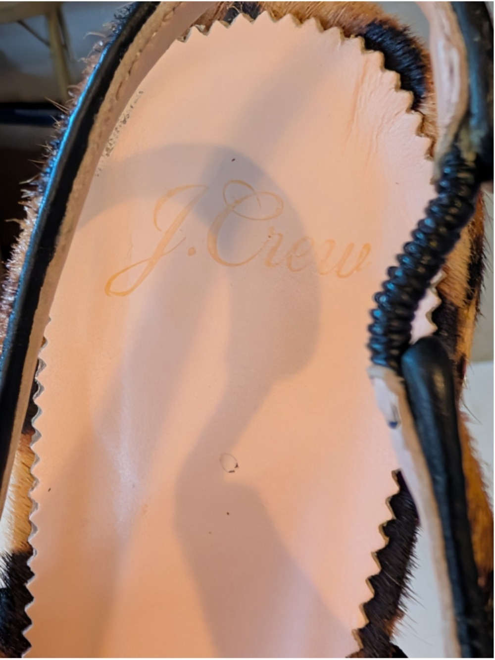 J Crew Calf Hair Pointed Toe Sling Back Bow Flats Size 6 - Picture 4 of 7